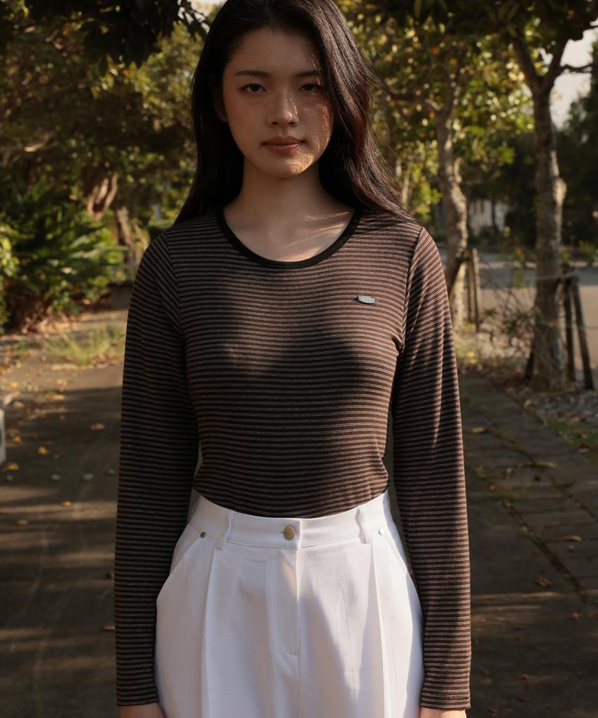 DEHEVE Soft Stripe Long Sleeve [Brown]