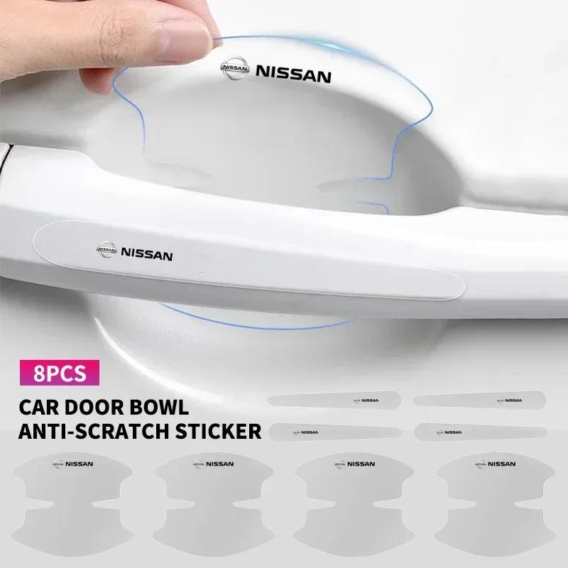ABP3 8Pcs PVC Transparent Car Door Handle Wrist Bowl Trim Stickers For Nissan X-TRAIL XTRAIL T30 T31 T32 2013-2019 Logo Accessories