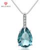 Temperament Fashionable Blue Water Drop Shaped Crystal Necklace For Women Pyriform Gemstone Pendant Female Wedding Engagement