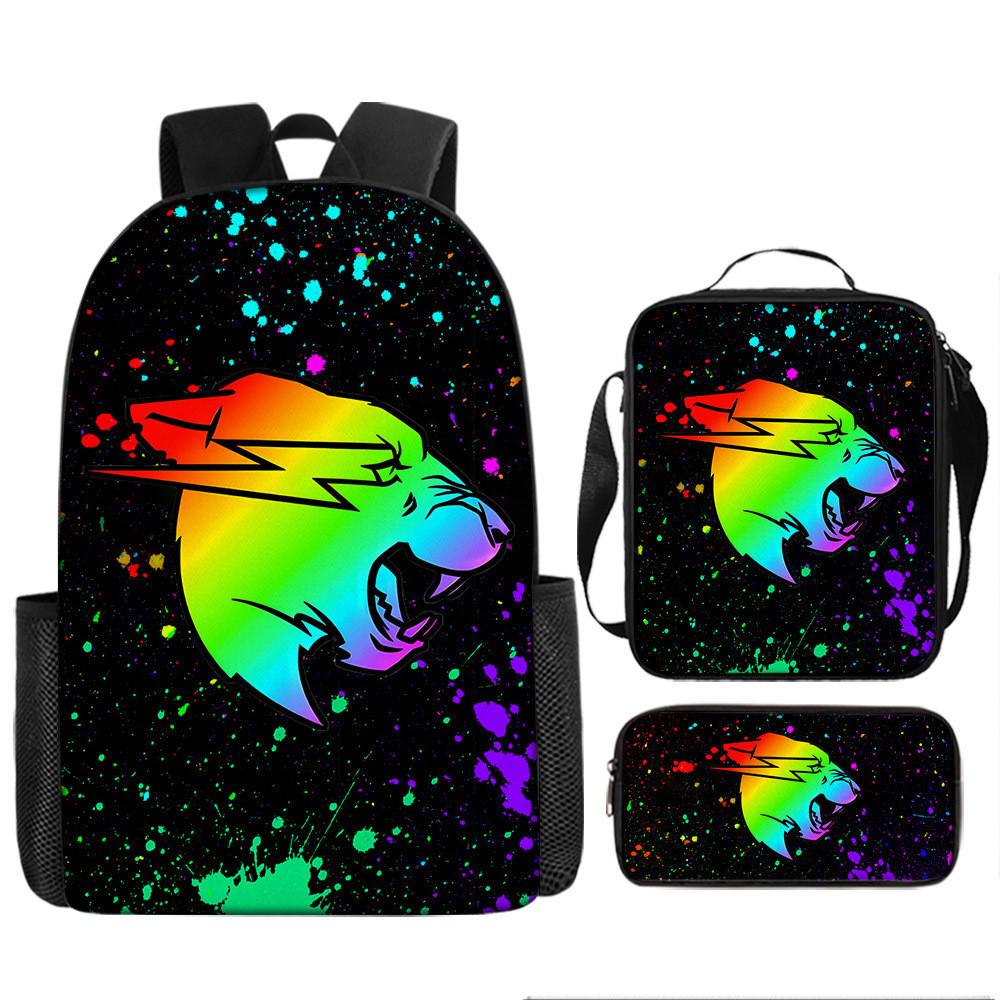Mr Beast Lightning Cat 3d Print School Backpack With Breathable Oxford Fabric For Kids