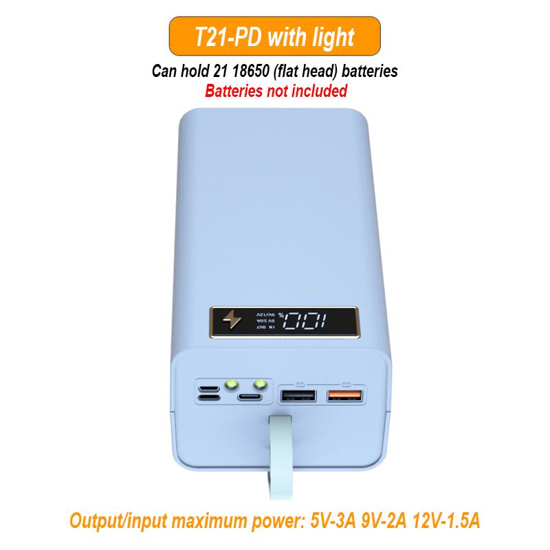 T21 21x18650 фонарик, зарядное устройство, держатель для аккумулятора, чехол «сделай сам», двойной USB 18650, чехол для аккумулятора, организация хранения