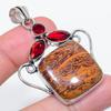 Natural Mariam Jasper, Garnet 925 Sterling Silver Jewelry Pendant 2.25" e3W51