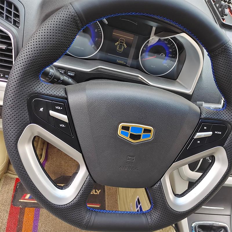 Натуральная кожаная оплетка руля для Geely Emgrand 14-16, Новый Emgrand EV, Полная оплетка, Ручная работа