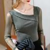 Women's Summer Long Sleeve Top Sexy V-Neck Slim Fit Mesh Bottoming Shirt
