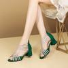 Fashion Summer New Thick Heel Sandals for Women Fashion Round Head Open Toe Thin Back Zipper Anti-slip Wear-resistant Mid-heel Shoes