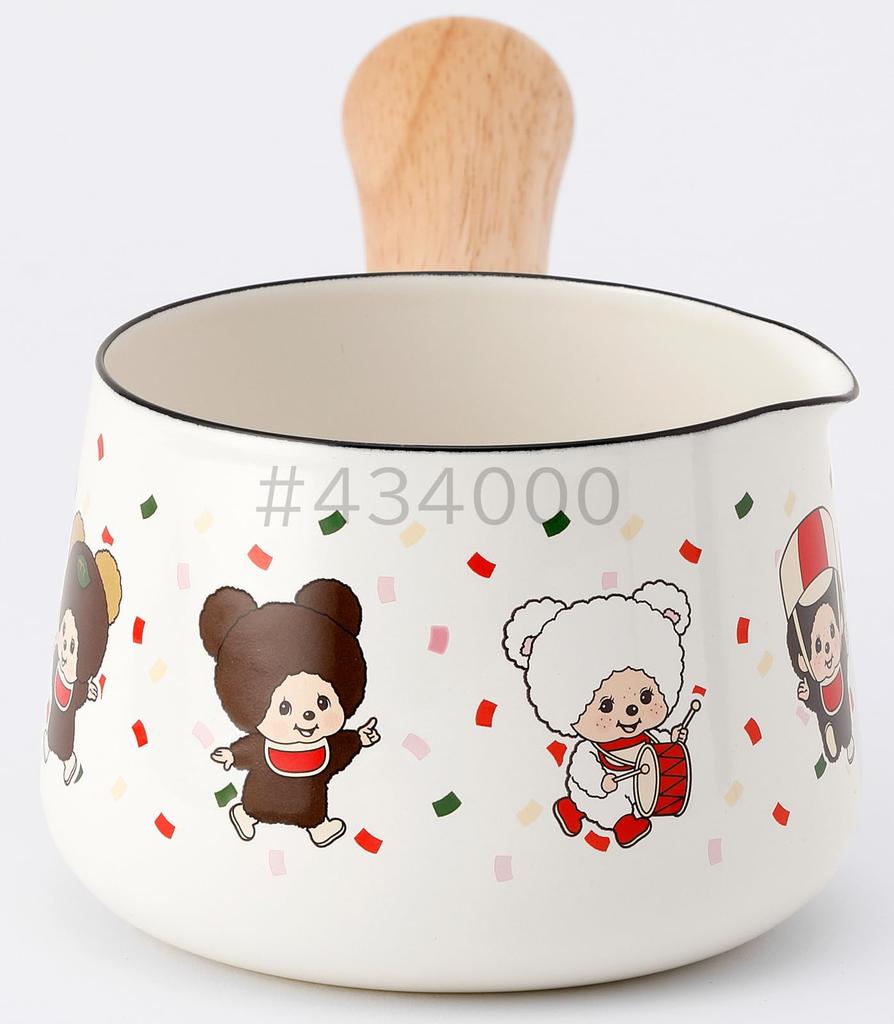 Fuji Enamel Monchhichi Milk Pan, 12cm, Let's! Parade Pattern, MN50A12M