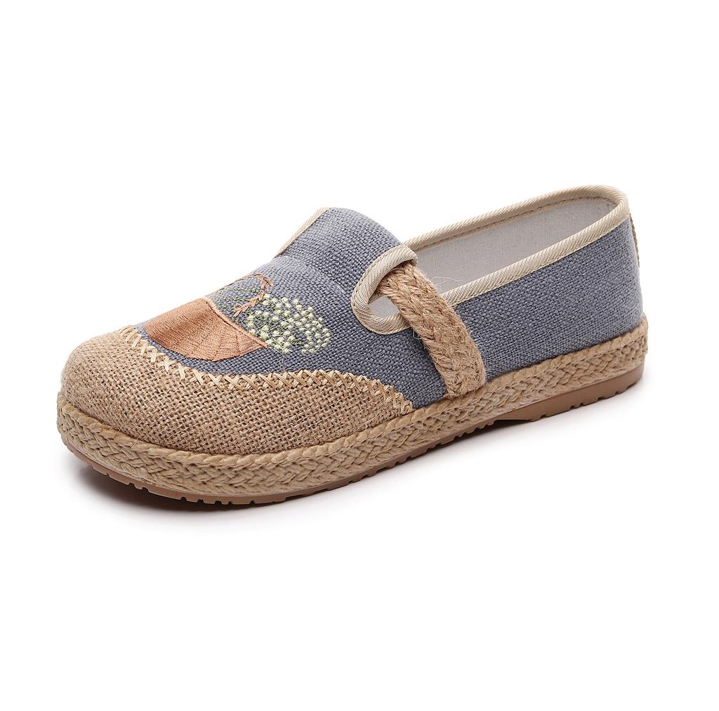 Изготовление на заказ женских парусиновых туфель из ткани старого Пекина, льняных, в этническом стиле, с круглым носком, на плоской подошве, легких, с мягкой подошвой, обувь для мам