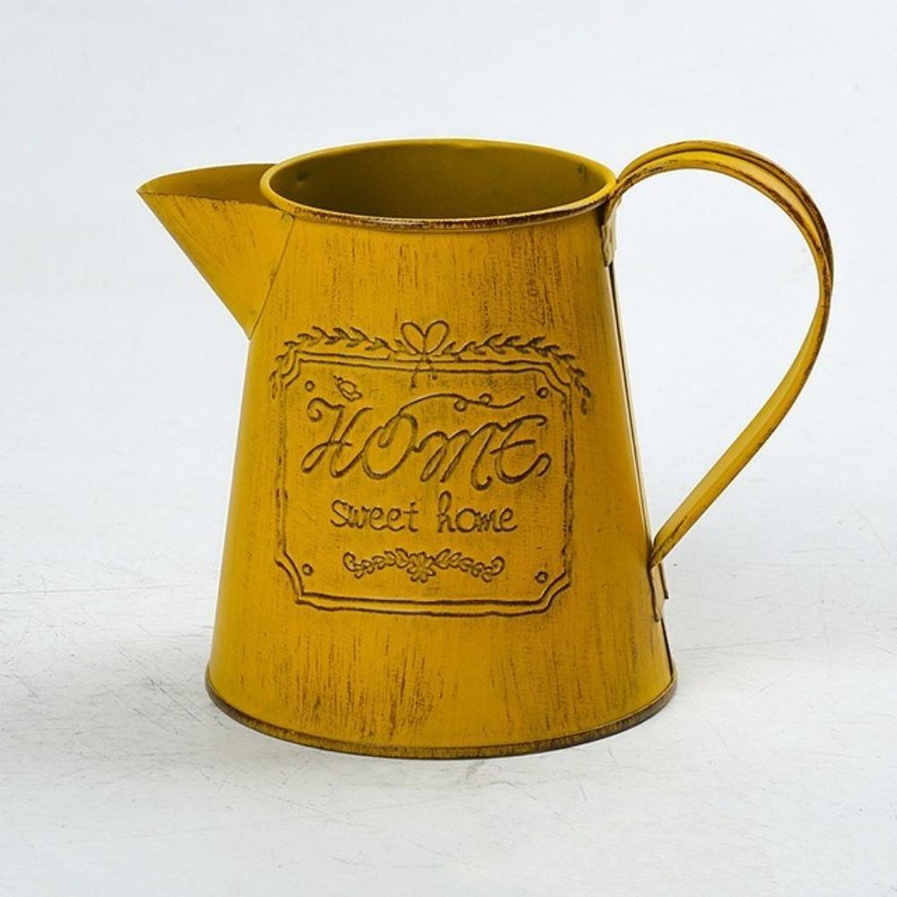 Vintage Iron Water Kettle Flowerpot Rustic Succulent Potted Plant Flower Bucket Balcony