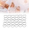 30pcs Silver Hollow Heart‑Shaped Pendants Stainless Steel Open Frame Pendants  Small Size