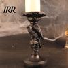 Dark Academia Home Decor Halloween Candlestick Holder Decoration, Gothic Raven Skull Candle Holder, Table Decoration Spooky Taper Stand for