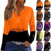 Women's T Shirt Tee Halloween Print Button Long Sleeve Daily Weekend Fashion Basic V- Neck Regular Top