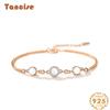 Tancise 925 Sterling Silver Zircon Bracelet Jewelry Geometric Bead Chain Link Bracelets Fashion Fine Wedding Gift for Girlfriend Women