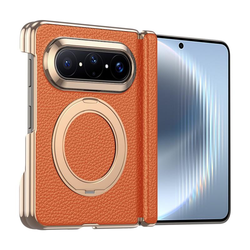 Premium Leather Phone Case With Dual-Axis Rotating Kickstand Magnetic Hinge Pura X Max Electroplated Finish In Multiple Colors