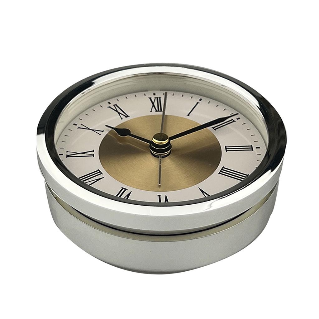 Elegant 3.5Inch Quartzs Alarm Clock Face Insert with Roman Numerals Clock Head Round Watch Insert for Craft Projects