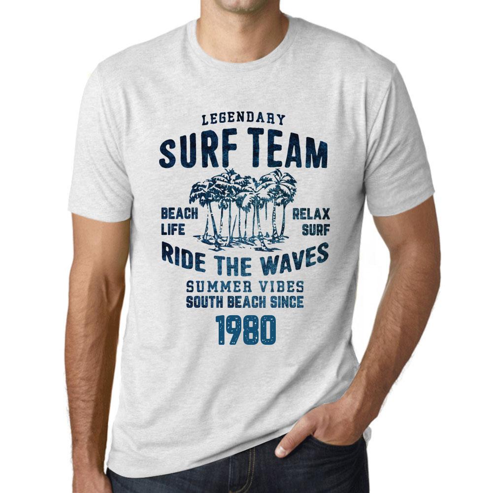 Мужская винтажная футболка Футболка с рисунком Surf Team 1980 Vintage White