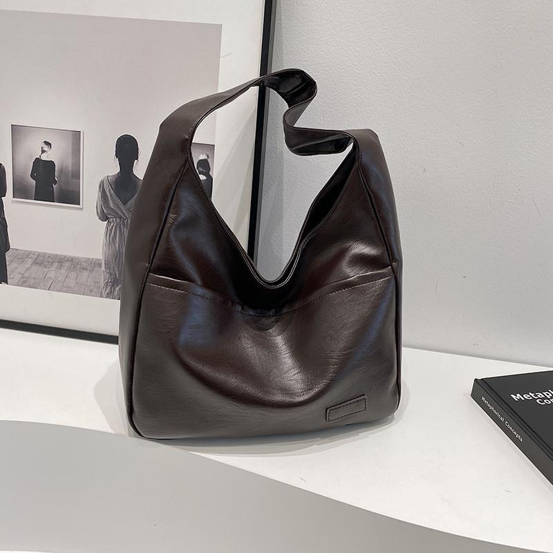Chic Retro Large Capacity Tote Bag For Women With Unique Design And Stylish Appeal In Black White Brown Or Coffee Colors