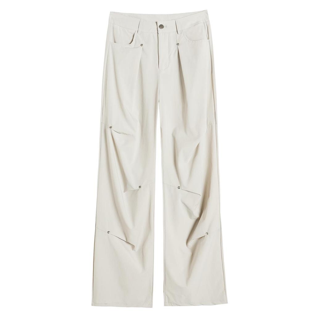 Женские быстросохнущие повседневные брюки с высокой талией 2025 года – свободные, эластичные, широкие комбинезоны из ледяного шелка на весну