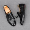 New Men's Tassels Leather Flats Shoes Male Black Brown Designer Comfortable Loafter Homecoming Wedding Dress Footwear