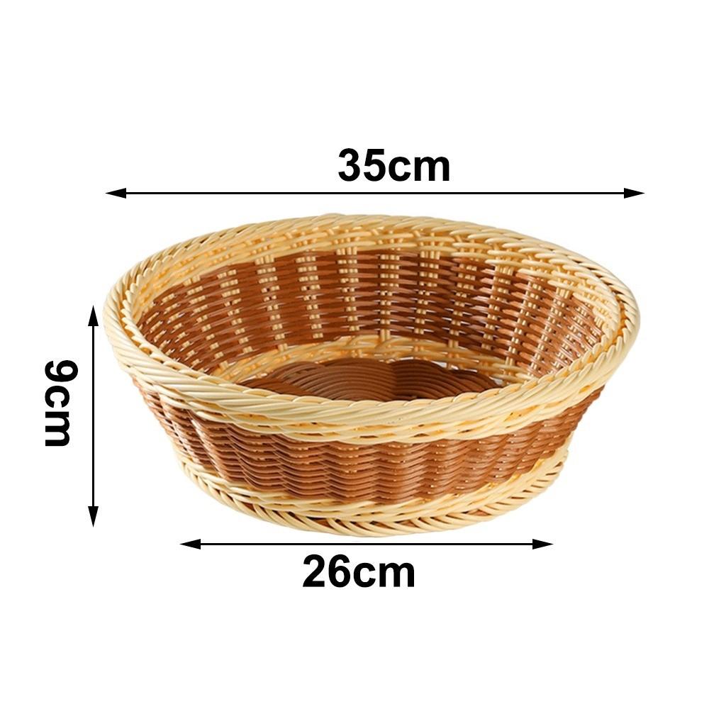 Hand-Woven Imitation Rattan Basket Round Bread Basket Food Storage Basket Household Storage