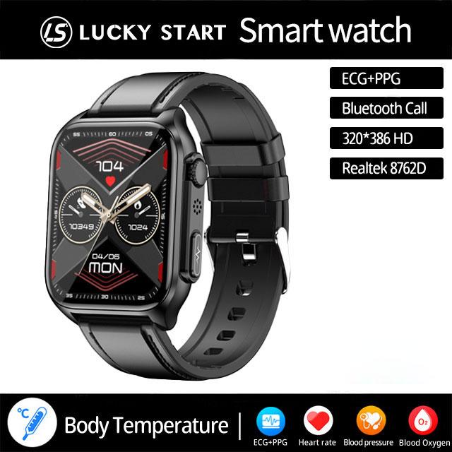 2024 Новый Bluetooth Звонок Мониторинг Сна ЭКГ+ПГГ Смарт-Часы Мужчины Частота Пульса Артериальное Давление Кислород Температура Тела IP67 Смарт-Часы