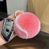 Брелок в виде теннисного мяча с плюшевым кулоном из натурального меха кролика Рекс, новинка, подарок для спортивных болельщиков, прочное, мягкое, компактное, многофункциональное украшение для ключей от рюкзака
