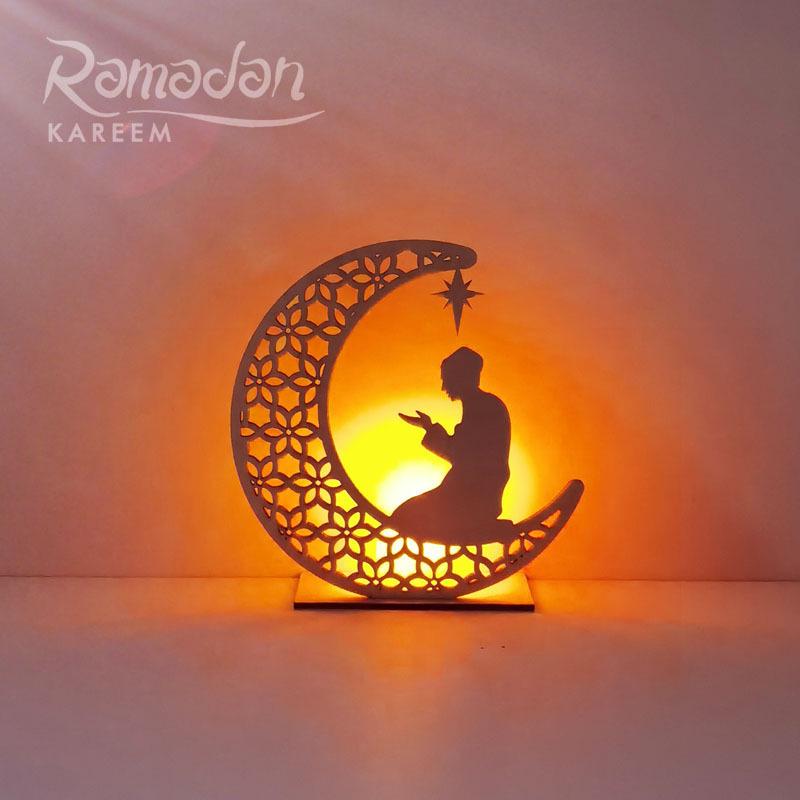 EID Мубарак Рамадан украшения для дома Луна светодиодные свечи деревянный подвесной кулон исламский мусульманский декор для вечеринок