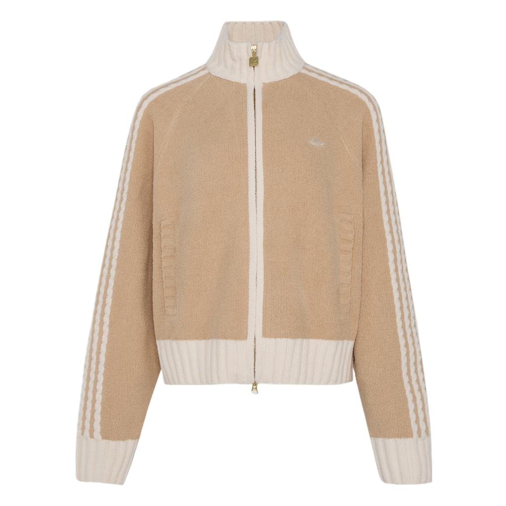 Adidas Оригинальный вязаный спортивный топ Мягкий удобный полосатый повседневный жакет Женские топы KV8866