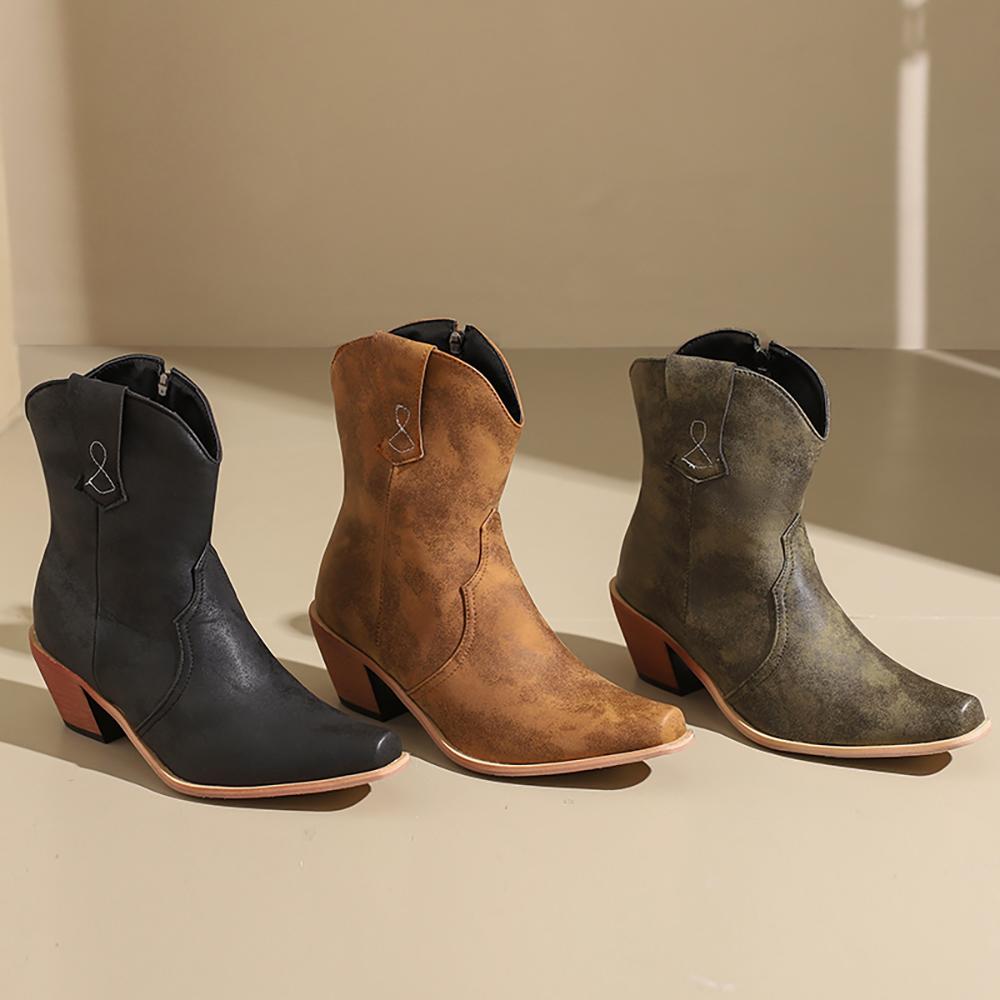 Коричнево-зеленые женские ботильоны на высоком каблуке, большой размер 48