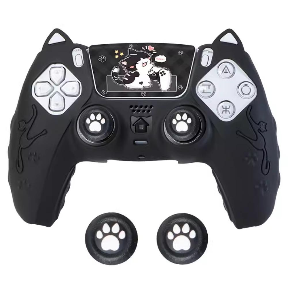 Cat Paw Controller Skin with Thumb Grip Caps Protective Shell Cover Controller Case Set for PS5