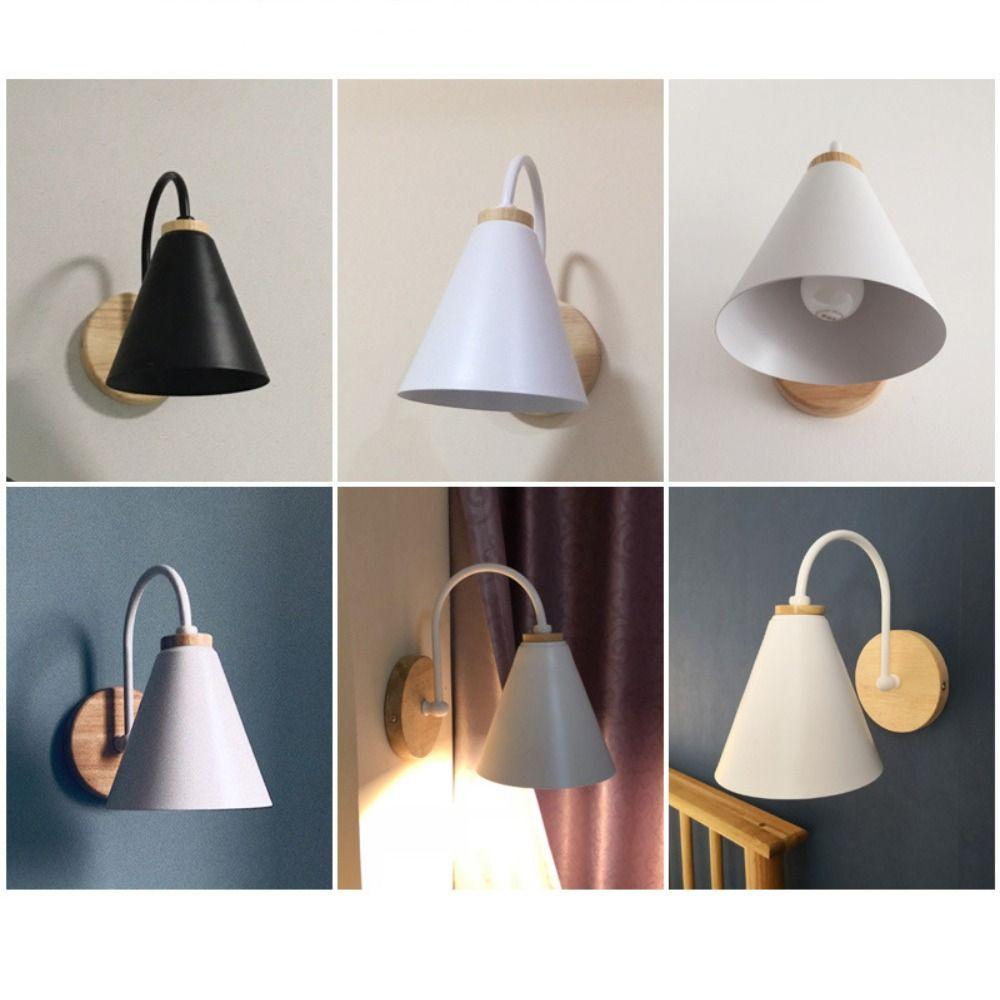 Wall Decor Modern Nordic Bedroom Wall Lamp Solid Color Wood Bedside Wall Light
