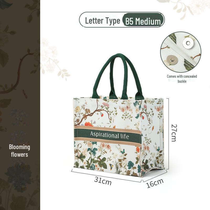 Large 3D Floral Canvas Tote with Custom Ribbon - Ideal for Corporate Promotions