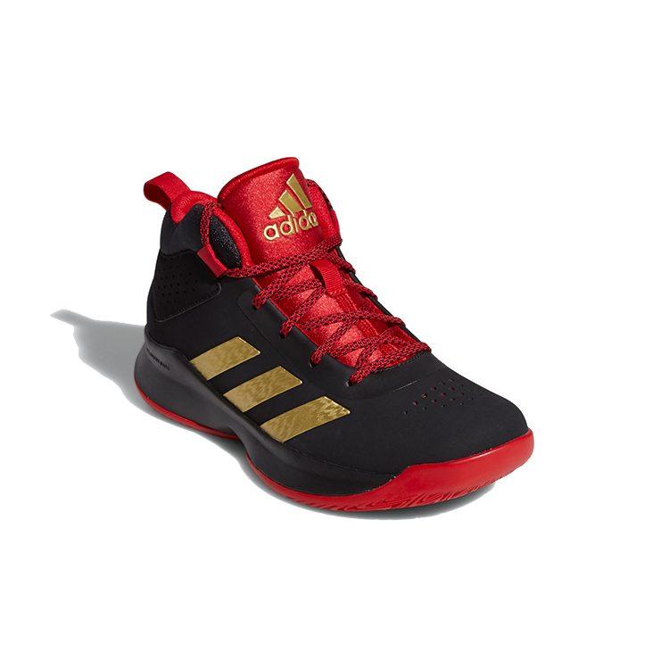 adidas Кросс Эм Ап 5 Дышащие Средние Винтажные Баскетбольные Кроссовки Черно-Красные Золотые Детские FZ1475