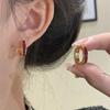 Red Ear Buckle Earrings Temperament Light Luxury Niche Design French Retro Square Earrings