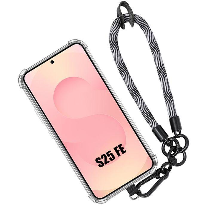 Coque pour Samsung Galaxy S25 FE, Silicone Antichoc Transparente Protection avec Bracelet Amovible