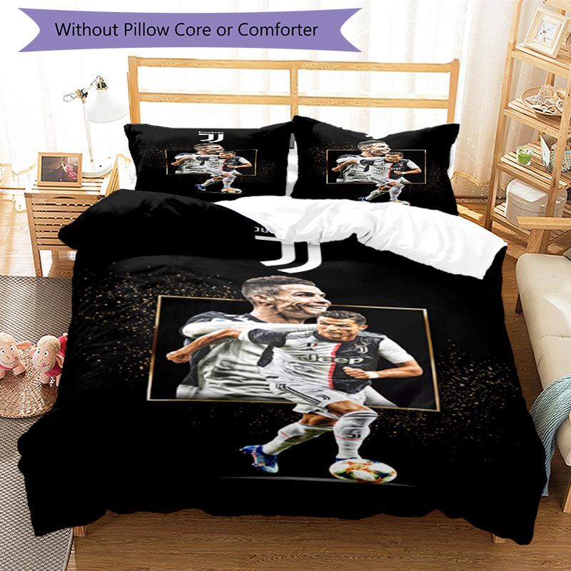 Ronaldo's Juventus Football Team Celebration Bedding Set, Breathable Duvet Cover with Pillowcases, Soft Bed Linen for Bedroom Home Decoration, Perfect