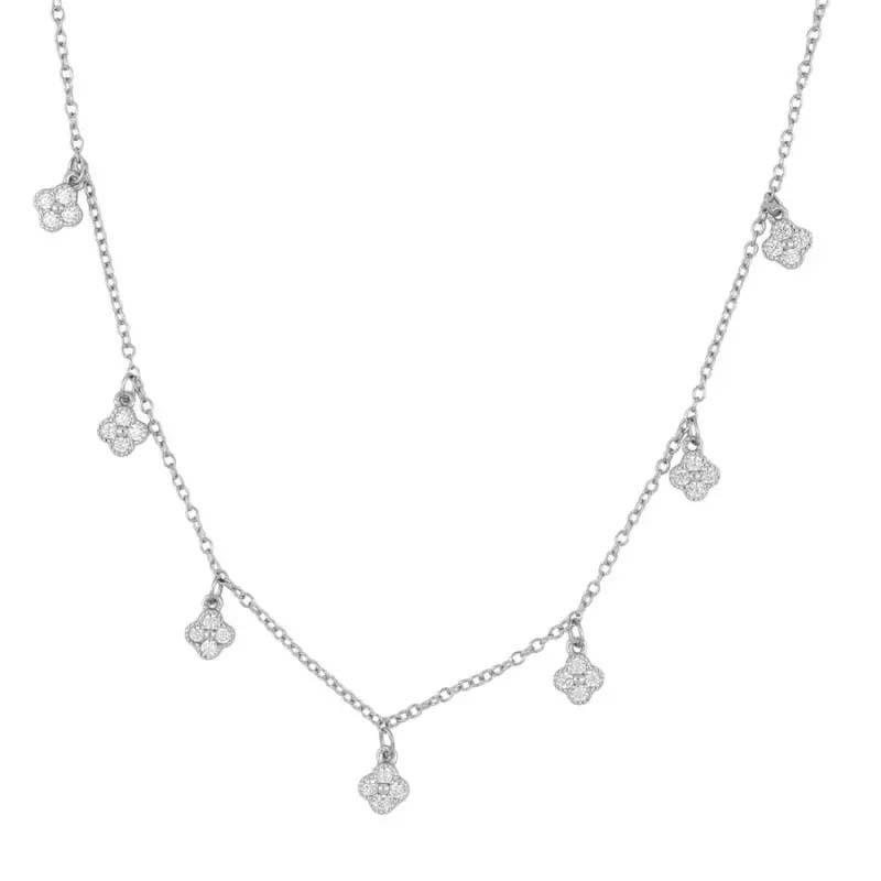 Clover Zircon Clavicle Necklace 18K Gold Plated Vintage Chain Men Women