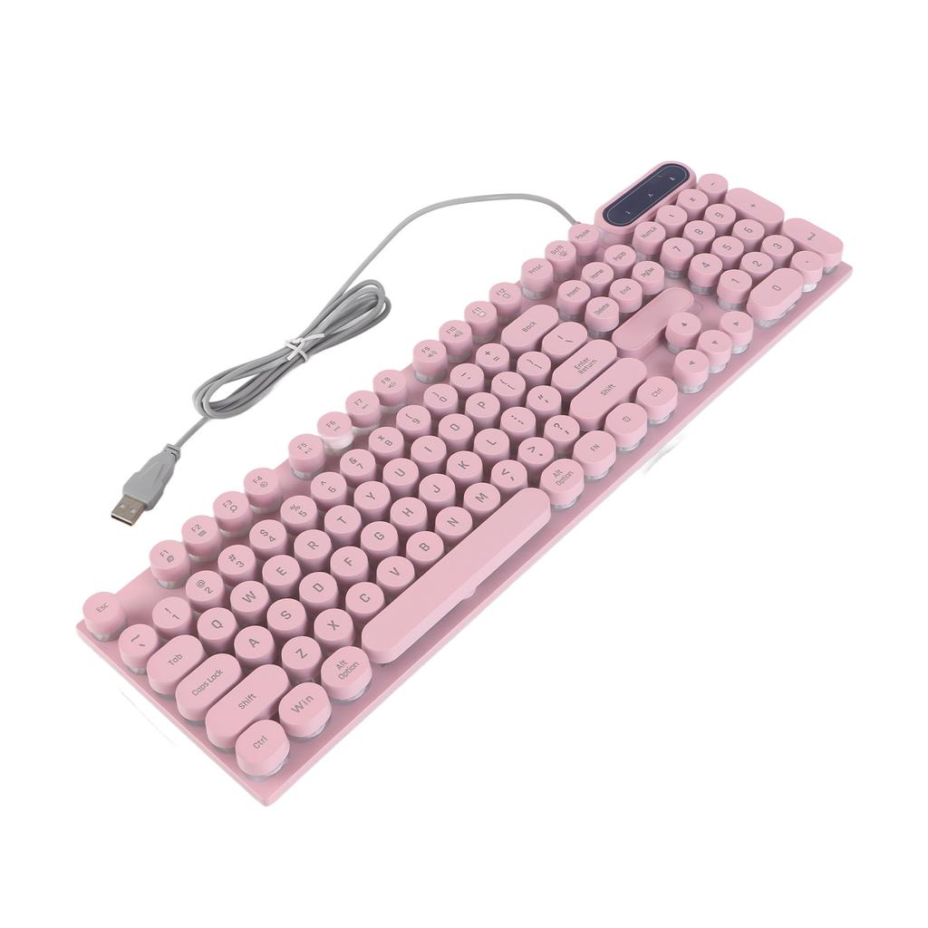Игровая клавиатура USB Круглые 104 клавиши С подсветкой Эргономичная Складные ножки Мультимедийные клавиши Проводная клавиатура для настольного компьютера Ноутбука