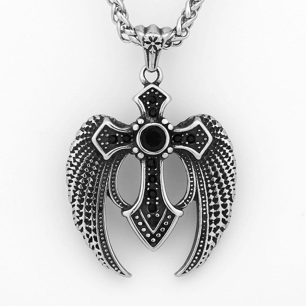 Ожерелье из нержавеющей стали с подвеской в виде креста в виде золотого ангела для мужчин - европейский и американский стиль