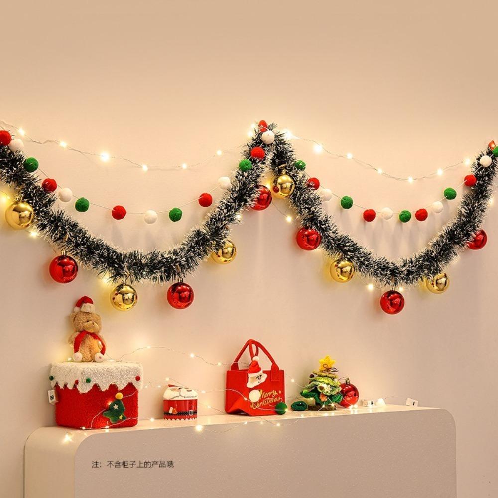 Seasonal Decor Felt Christmas Banner Decorated DIY Handmade Christmas Pendant Furry Balls Xmas Pendant Home Room