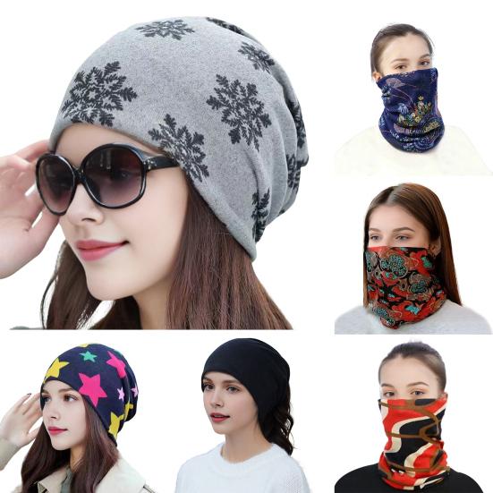 Women Thermal Hat Cycling Neck Warmer Lightweight Colorful Printing Headband High Elasticity
