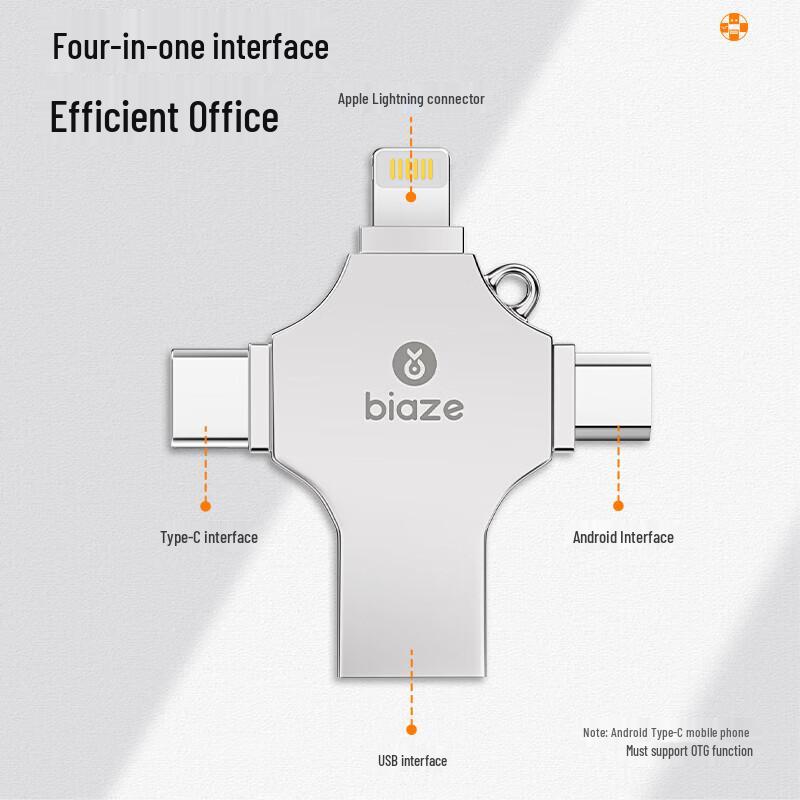 Флеш-накопитель USB 3.0 Biazi 4-в-1 с несколькими интерфейсами
