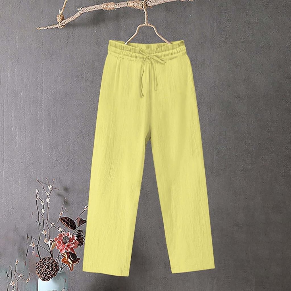 Женские широкие брюки повседневные свободные карманы однотонные эластичные летние брюки для женщин повседневные брюки