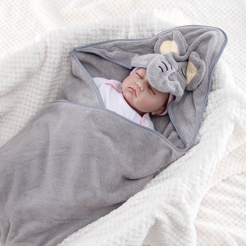 Детское банное полотенце с капюшоном, пеленальное одеяло, однотонное, с рисунком из мультфильма, коралловый бархат, супермягкое, 80*80 см, детское банное полотенце, халат