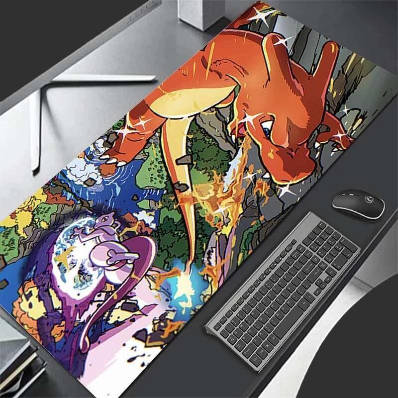 Mouse Pad Lockedge Large Gaming Accessories Computer Gamer Keyboard Pad Pokemon Charizard Mouse Mat Desk XXL Mousepad For gift