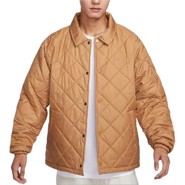 Nike Однотонная спортивная теплая модная куртка мужская куртки цвета хаки FZ0635-224