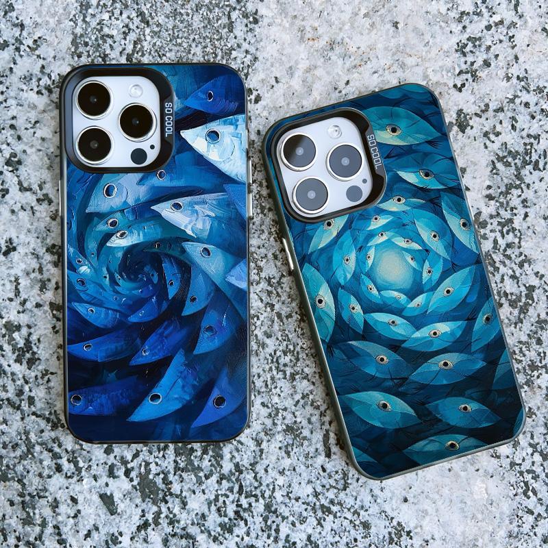 Милый Радостный Косяк Маленьких Рыбок Чехол для Телефона Для iPhone 16 Pro Max 15 14 Pro Max Plus 13 Mini 12 Pro Max 11 Продвинутые Лазерные Чехлы