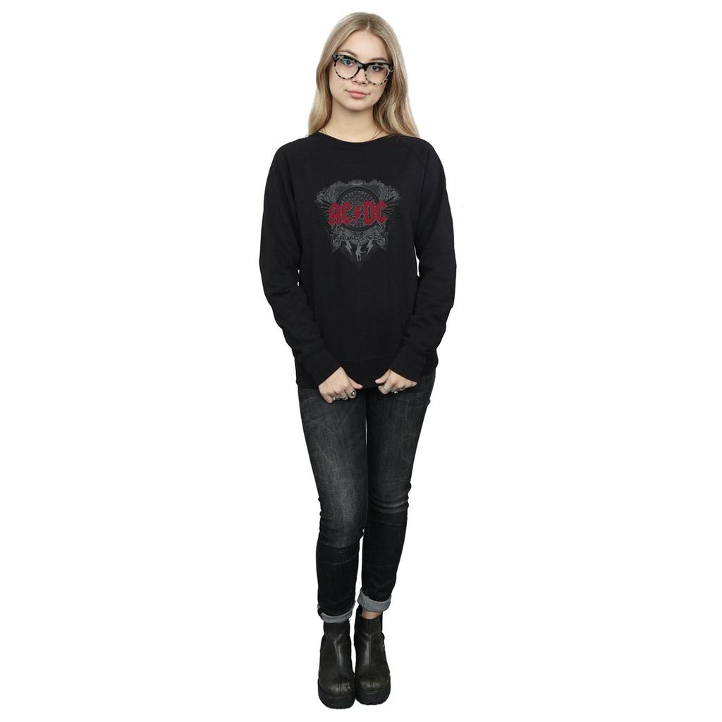 AC/DC Womens/Ladies Black Ice With Red Sweatshirt