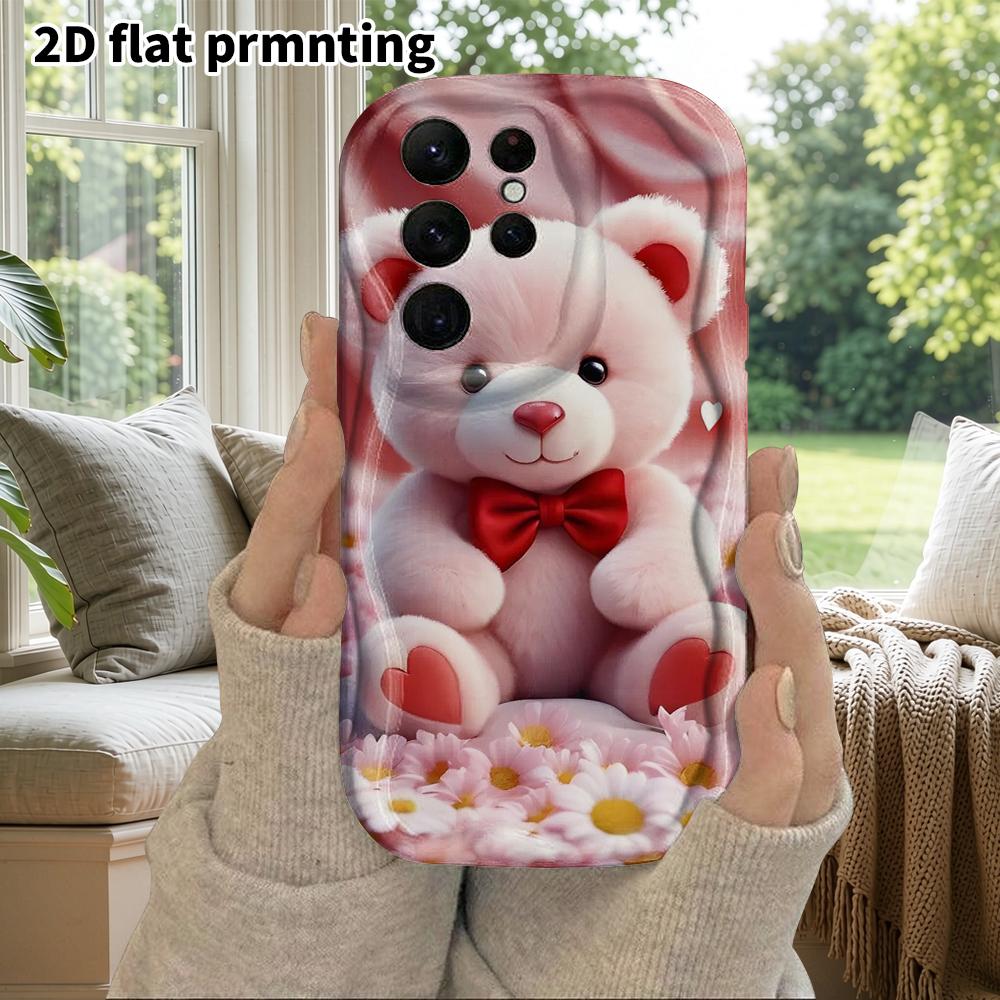 Phone Case: 2D Flat Samsung Galaxy A34 A35 M05 M06 S20 S22 S21 FE Plus 5G Protective Case, Couple Style, Pink Little Bear, Christmas and Halloween Gif