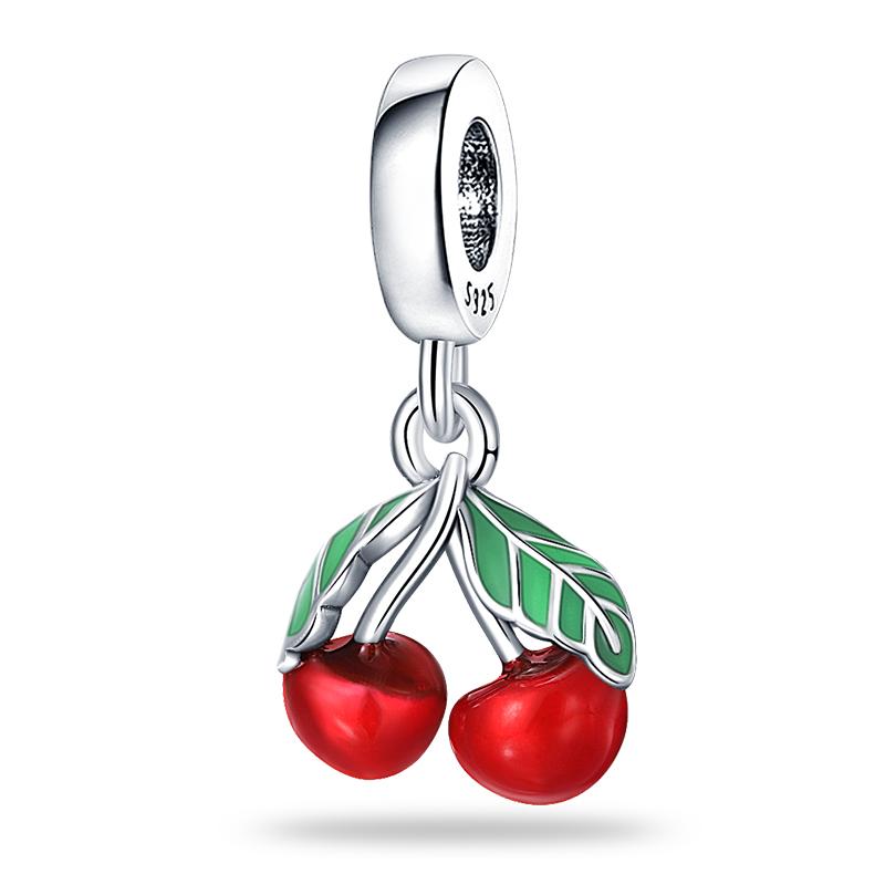 New 925 Silver Strawberry Cherry Fruit Series Charms Beads Fit 3mm 925 Original Bracelets DIY Birthday Jewelry Gifts