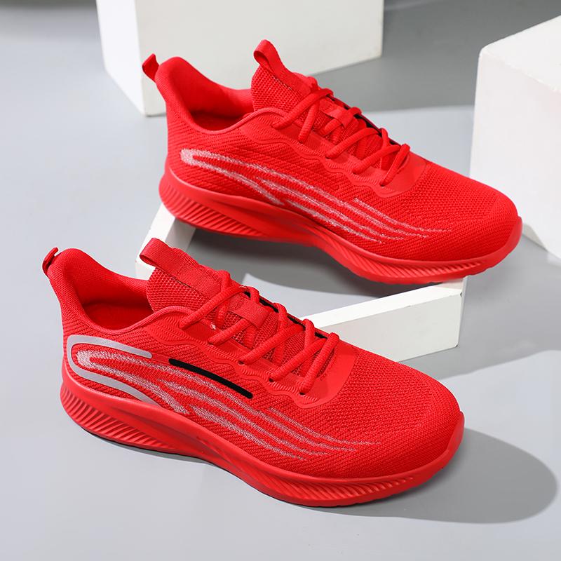 Сетчатые мужские кроссовки, дышащие, летающие, тканые, легкие, студенческие, молодежные, с мягкой подошвой, нескользящие, трендовые, спортивные, повседневные, кроссовки для бега